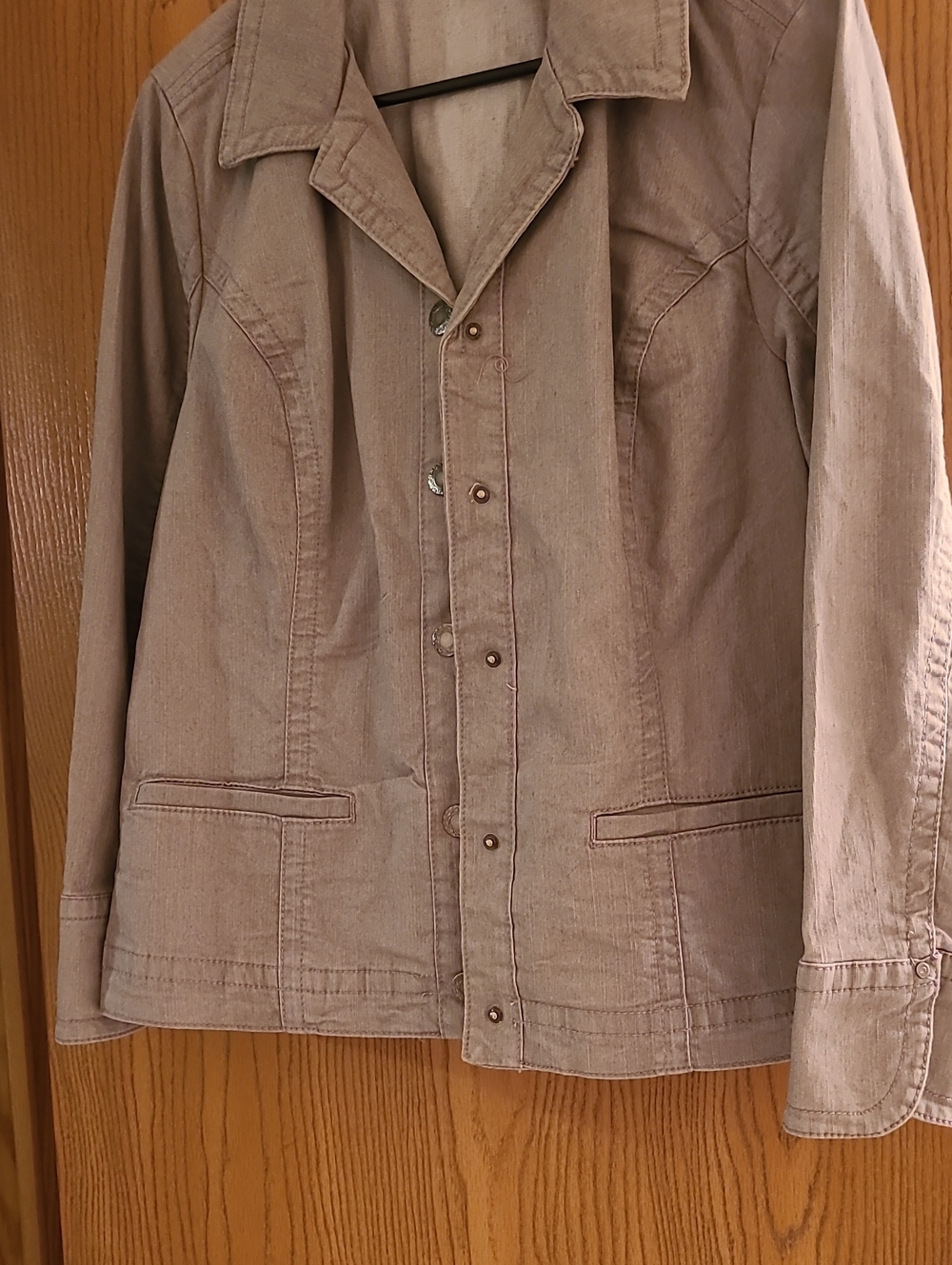 Christopher & Banks Light Taupe Button-Front Shirt Jacket